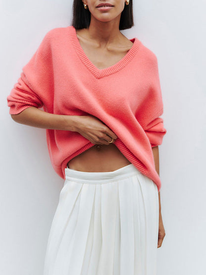 Jersey mujer de punto suave con cuello en v