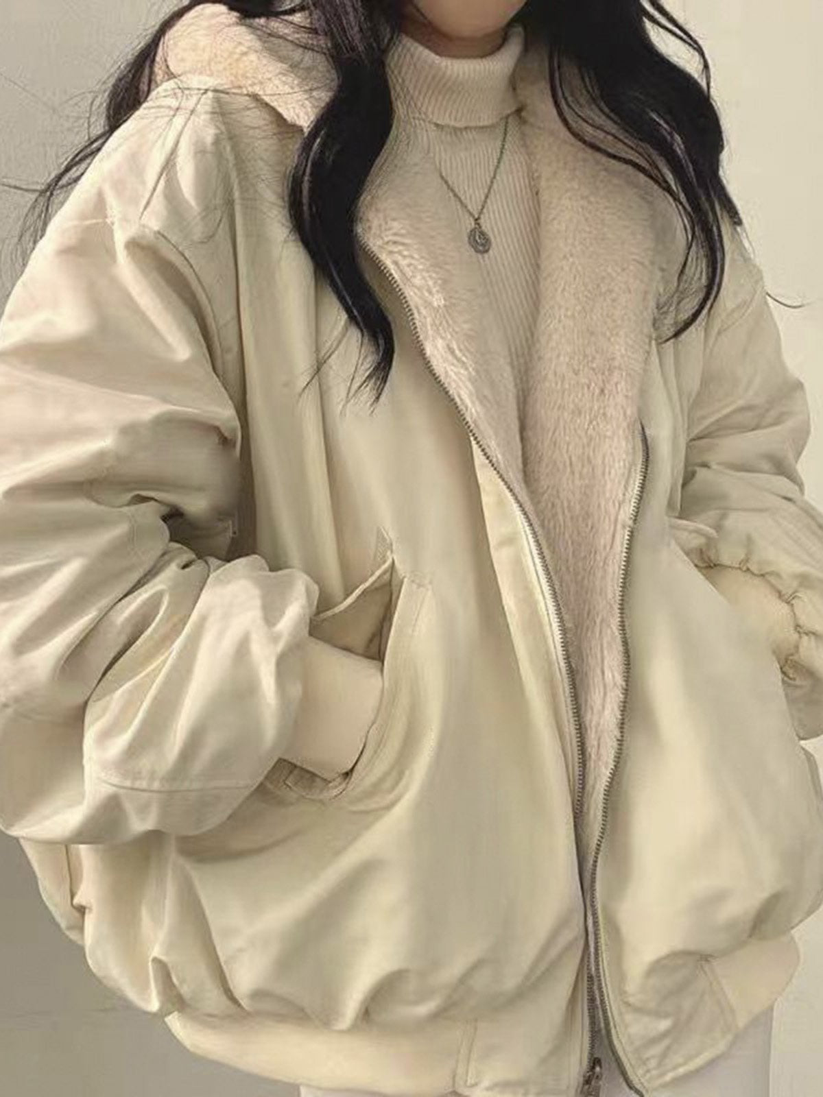 Abrigo Invierno Mujer Oversize Cremallera