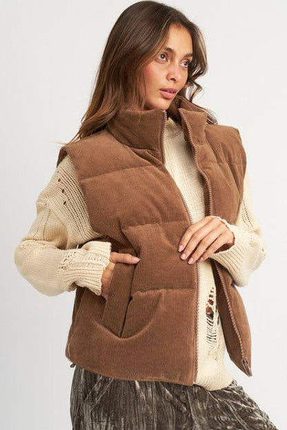 Chaleco Mujer de Pana Acolchado con Cremallera