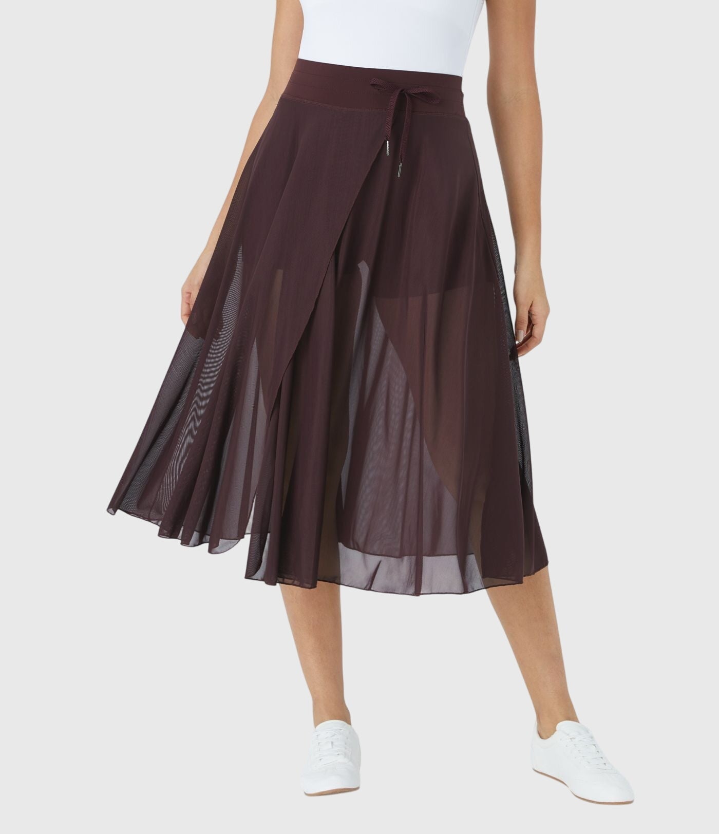 Falda Midi Mujer Talle Alto Cordón Ajustable Acampanada