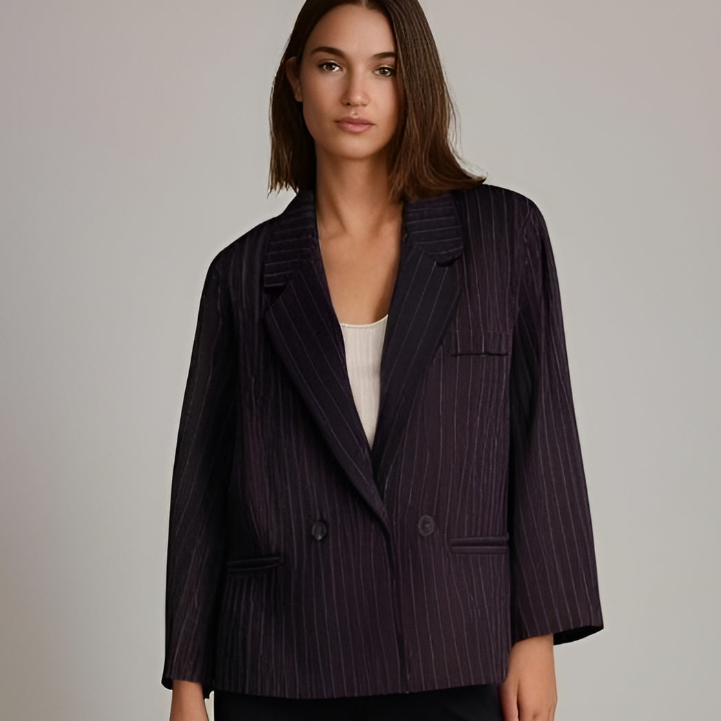 Blazer Mujer Oversize Doble Botonadura Rayas