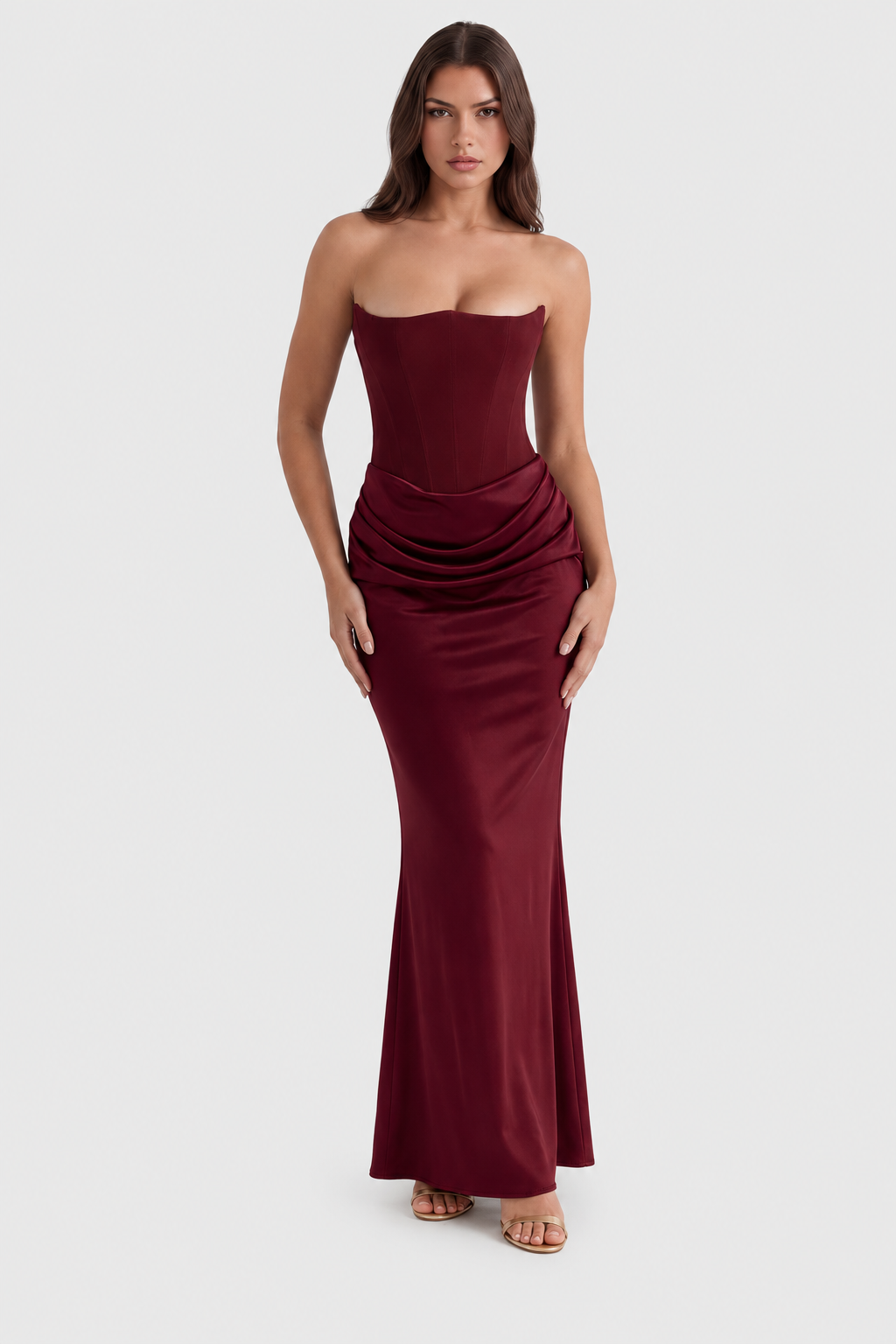 Vestido largo mujer con corsé estructurado