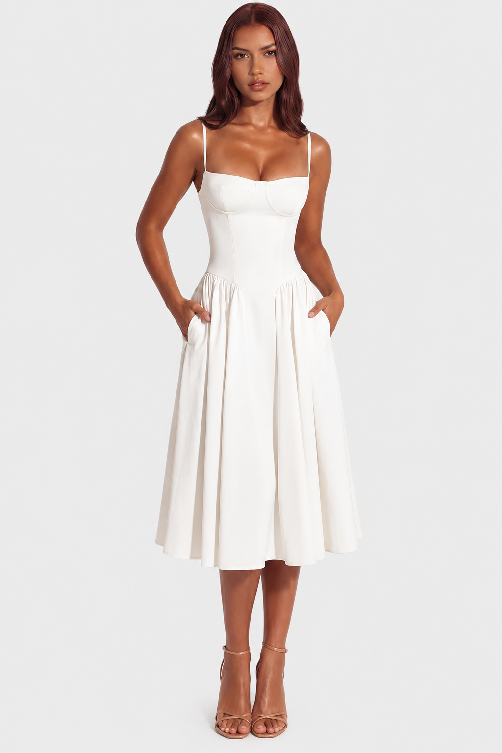 Vestido Midi Mujer Escote Corazón Ajustado - Mavetta