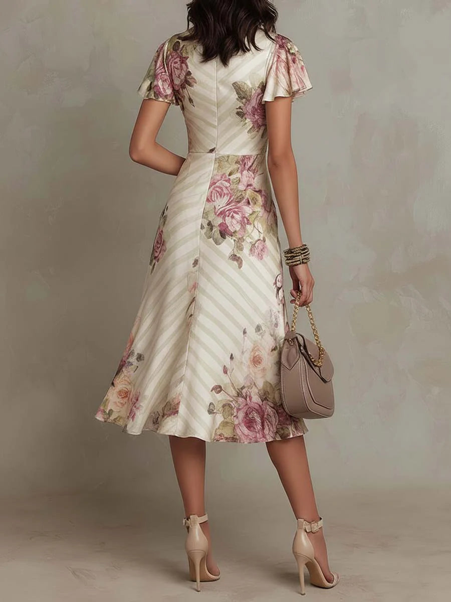 Vestido Midi Mujer de Satén Estilo Elegante Silueta Ajustada