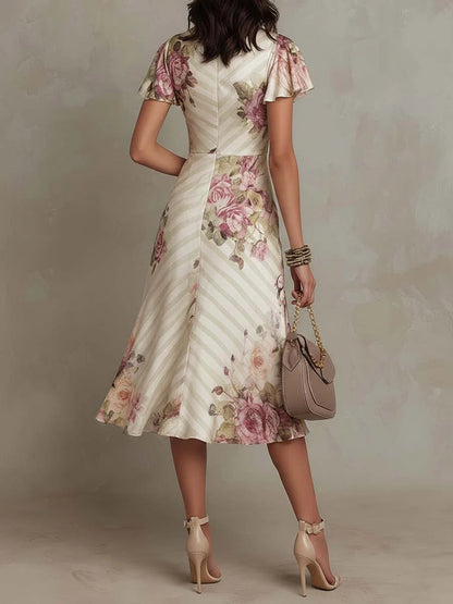 Vestido Midi Mujer de Satén Estilo Elegante Silueta Ajustada