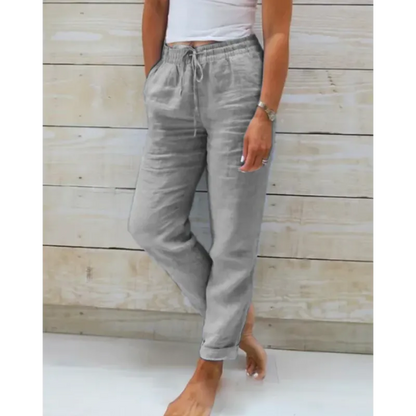 Pantalones mujer con corte relajado y cordón ajustable