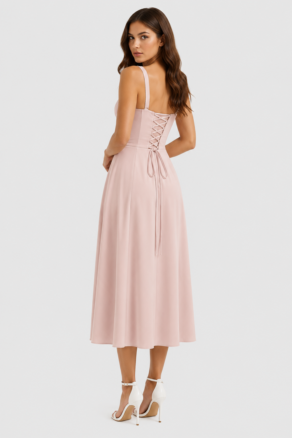 Vestido Midi Mujer con Corsé Ajustado