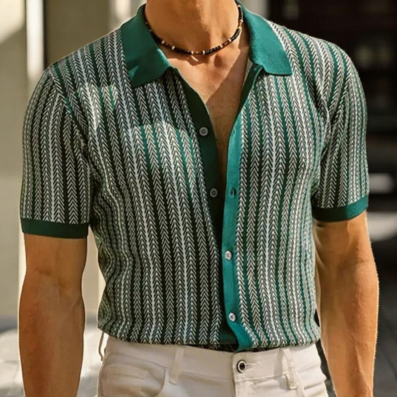 Polo Hombre de Punto Manga Corta Cierre de Botones