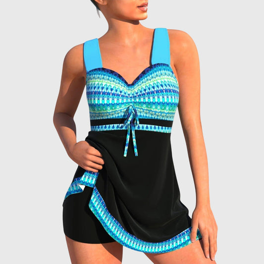 Tankini Mujer Dos Piezas Estampado Étnico Cordón Falda Shorts Playa - Mavetta