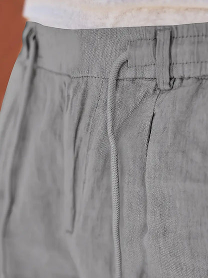 Pantalones Lino Hombre Anchos Cordón Ajustable