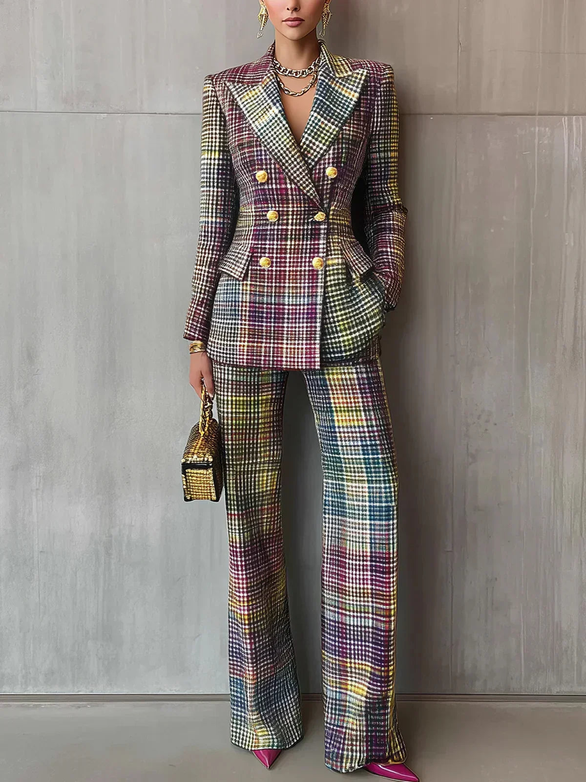Traje Mujer Blazer Cruzado y Pantalón de Vestir Moderno - Mavetta