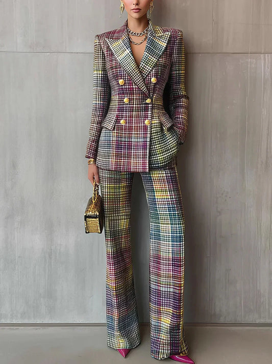 Traje Mujer Blazer Cruzado y Pantalón de Vestir Moderno - Mavetta
