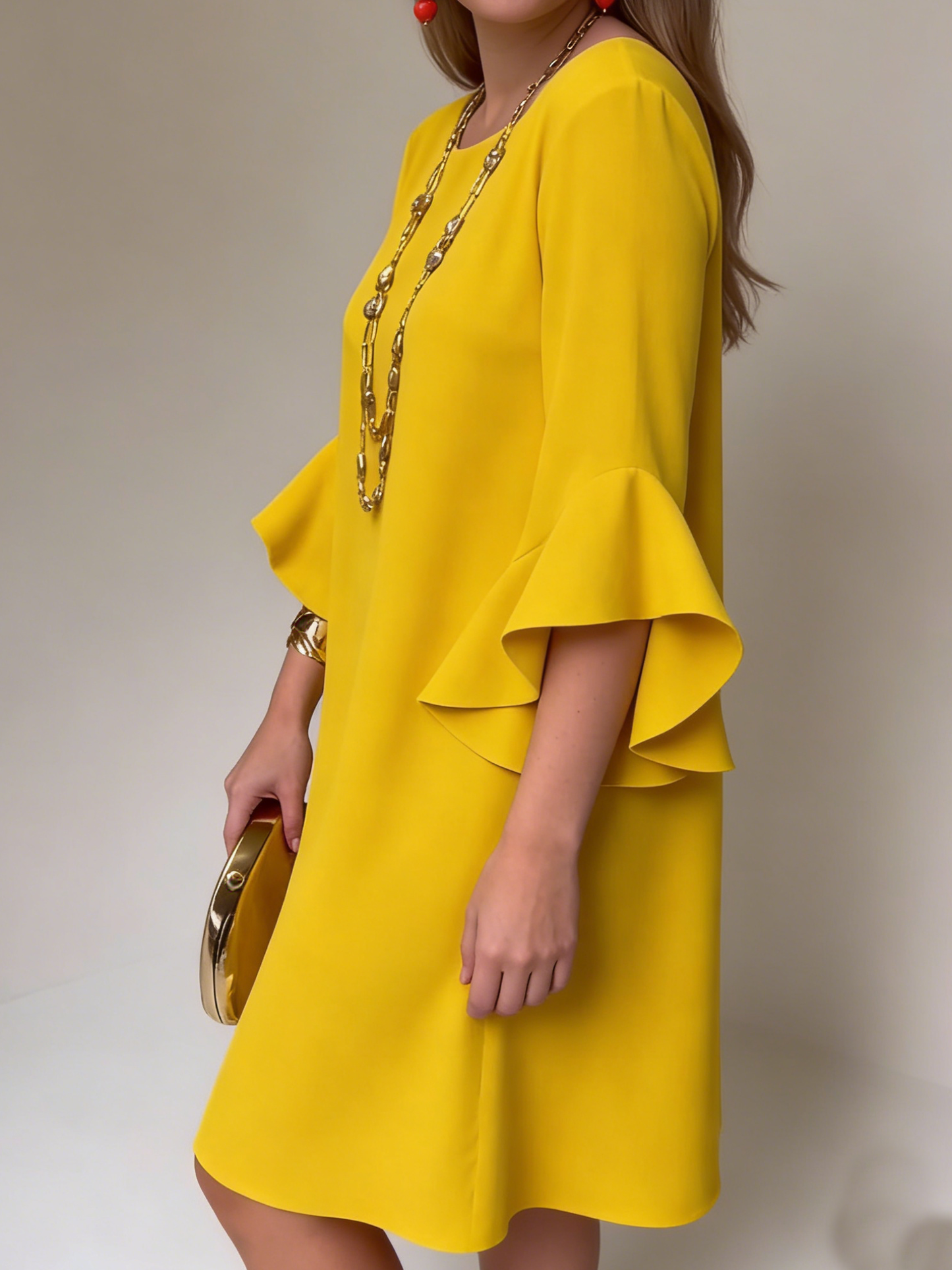 Vestido mujer fluido manga volante estilo cómodo verano