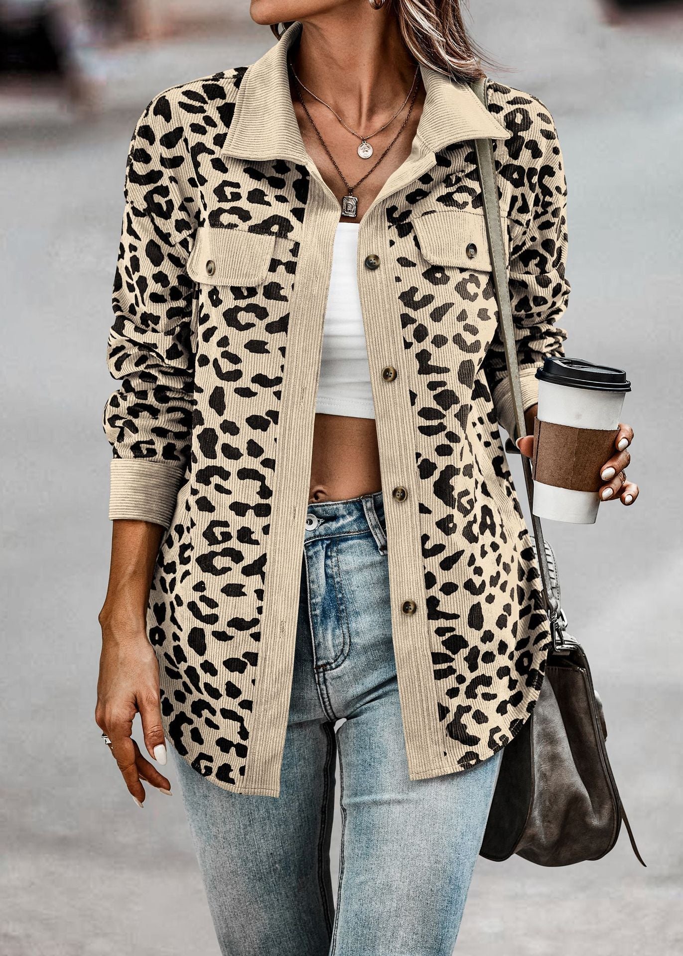 Abrigo Mujer Estampado Animal Corte Recto - Mavetta