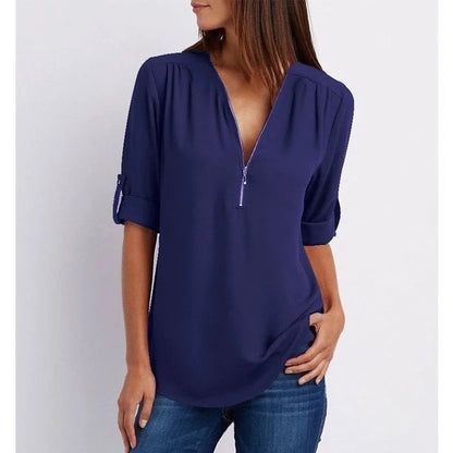 mujer de tejido suave diseño moderno media cremallera