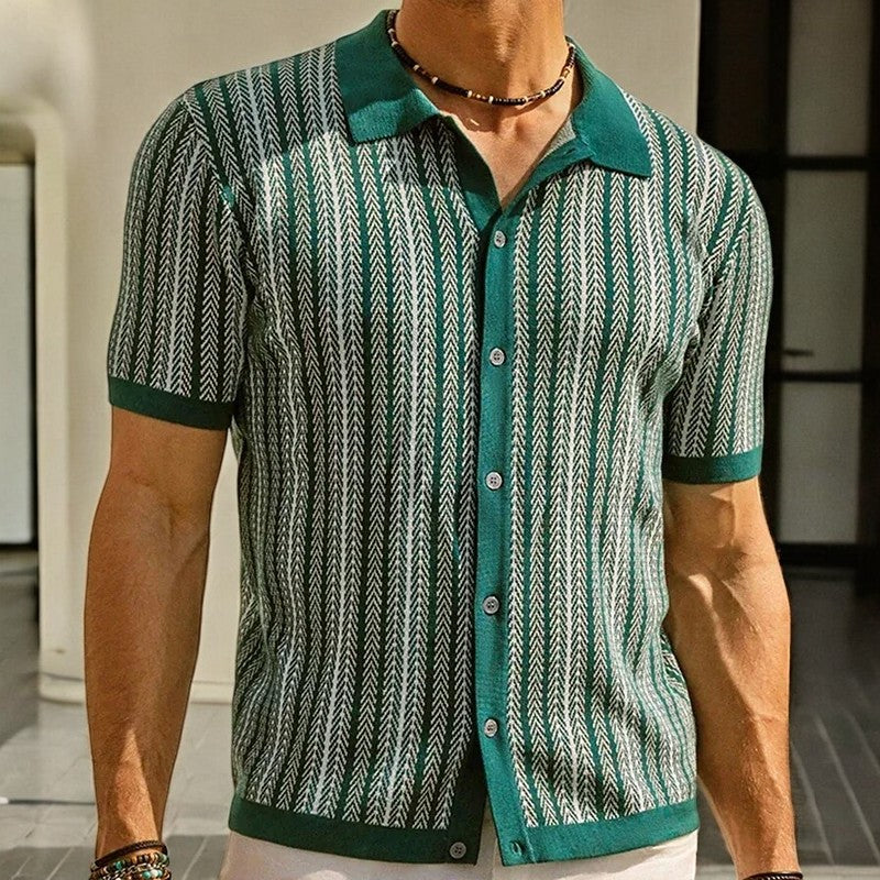 Polo Hombre de Punto Manga Corta Cierre de Botones