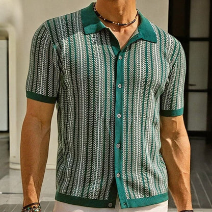 Polo Hombre de Punto Manga Corta Cierre de Botones