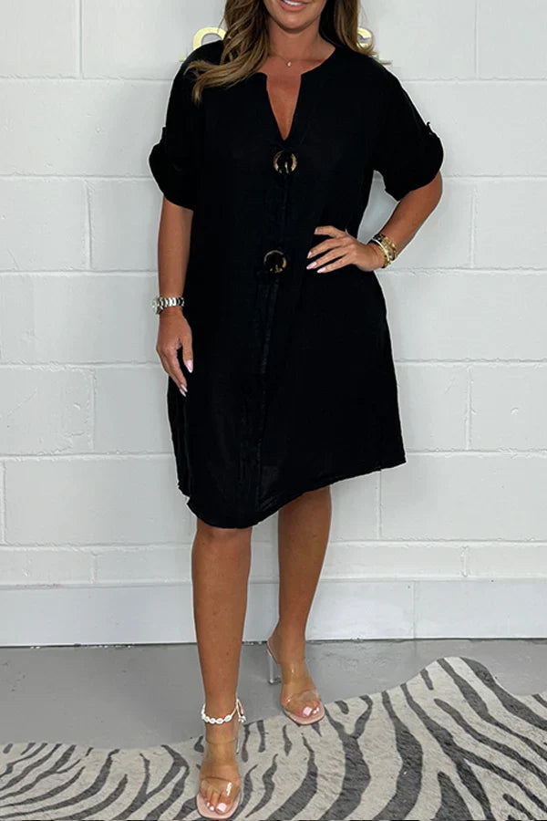 Vestido Mujer con Lazos Frontales Corte Relajado