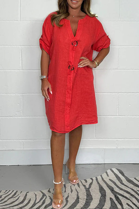 Vestido Mujer con Lazos Frontales Corte Relajado - Mavetta