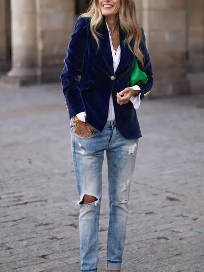 Blazer Mujer de Terciopelo Elegante Corte Clásico