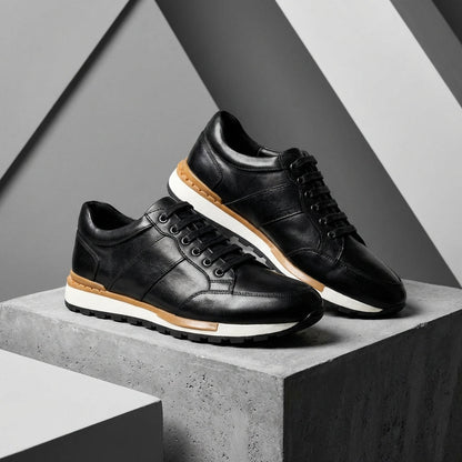Zapatillas Hombre de Cuero Genuino con Cordones Suela Antideslizante