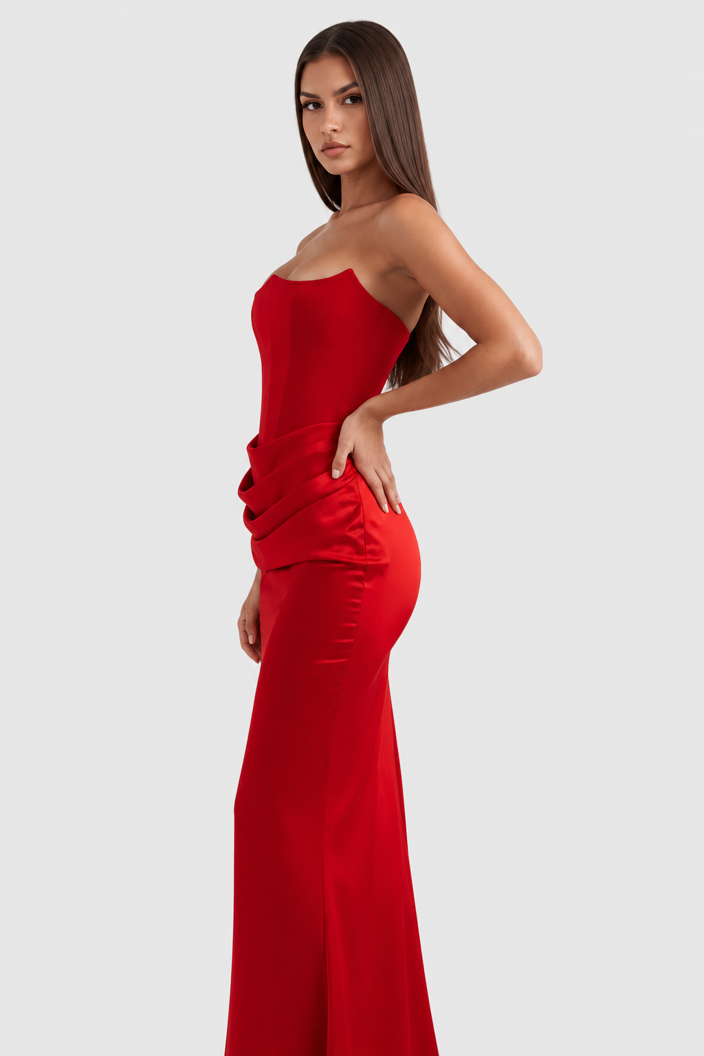 Vestido largo mujer con corsé estructurado