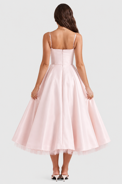 Vestido Midi Mujer de Satén Suave Ajuste Elegante