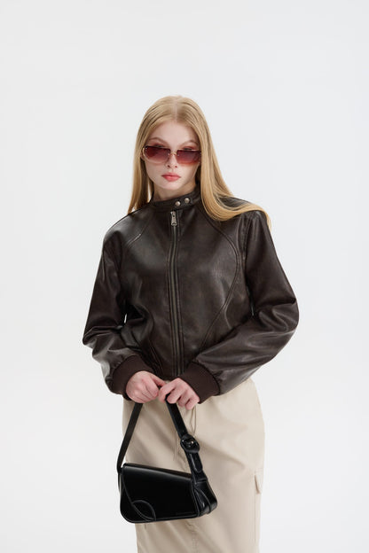 Chaqueta Mujer de Cuero Ajuste Clásico