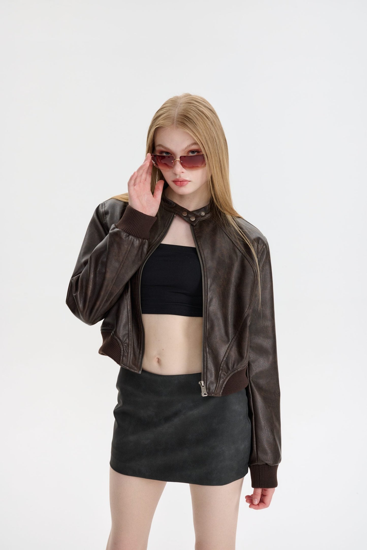 Chaqueta Mujer de Cuero Ajuste Clásico