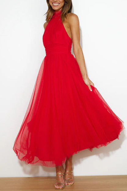 Vestido largo Mujer sin mangas Escote halter maxi