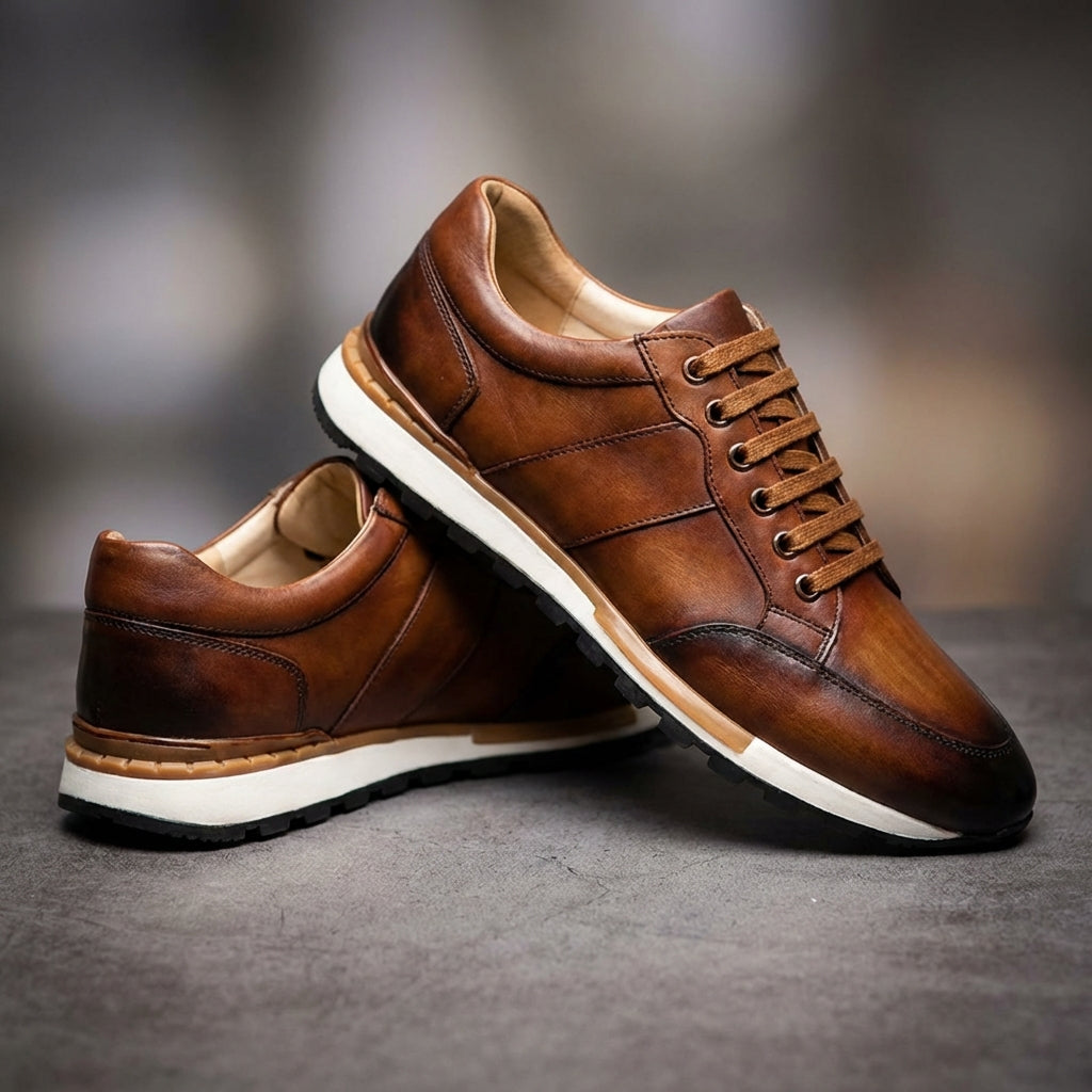 Zapatillas Hombre de Cuero Genuino con Cordones Suela Antideslizante - Mavetta