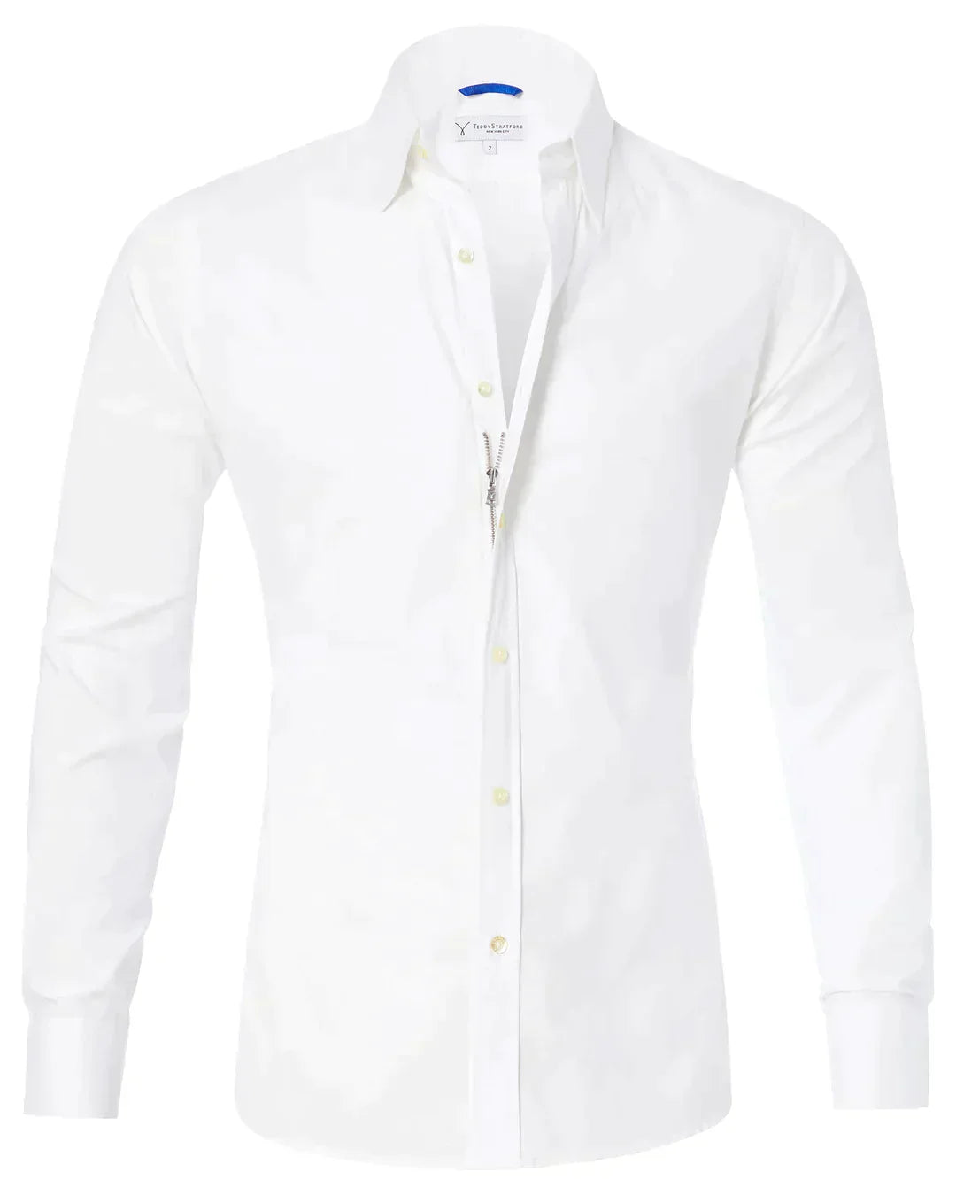 Camisa Hombre Manga Larga Cremallera Cuello Clásico
