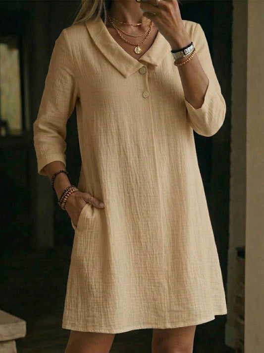 Vestido Mujer Suelto con Solapas Estilo Minimalista - Mavetta