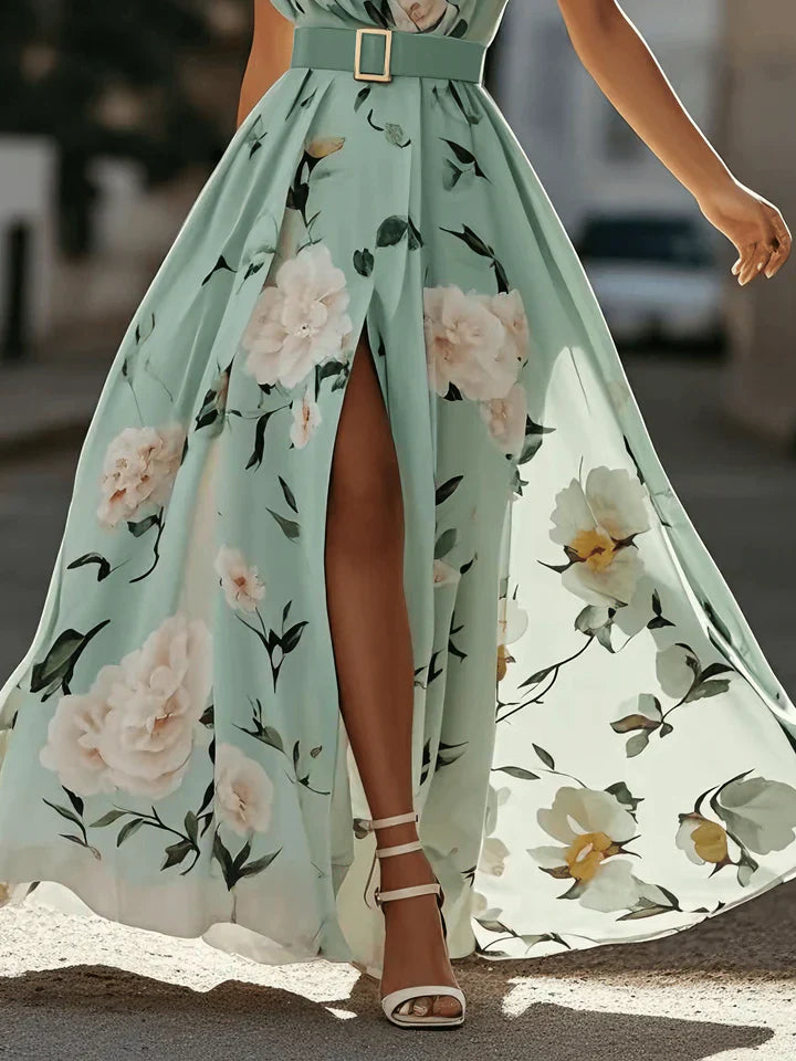 Vestido largo mujer floral un solo hombro