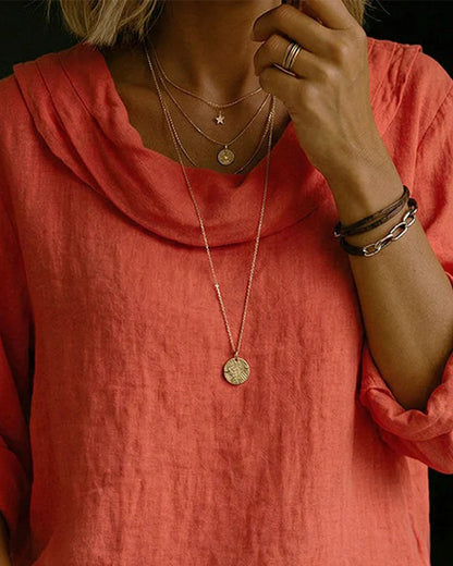 Camisa mujer de algodón cuello caído estilo clásico