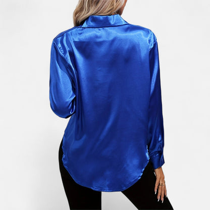 Camisa Mujer de Satén Cuello Clásico