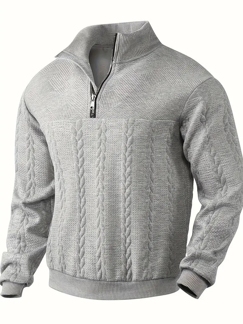 Jersey Hombre de Punto Trenzado Media Cremallera
