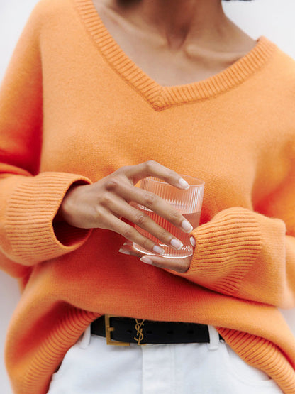 Jersey mujer de punto suave con cuello en v