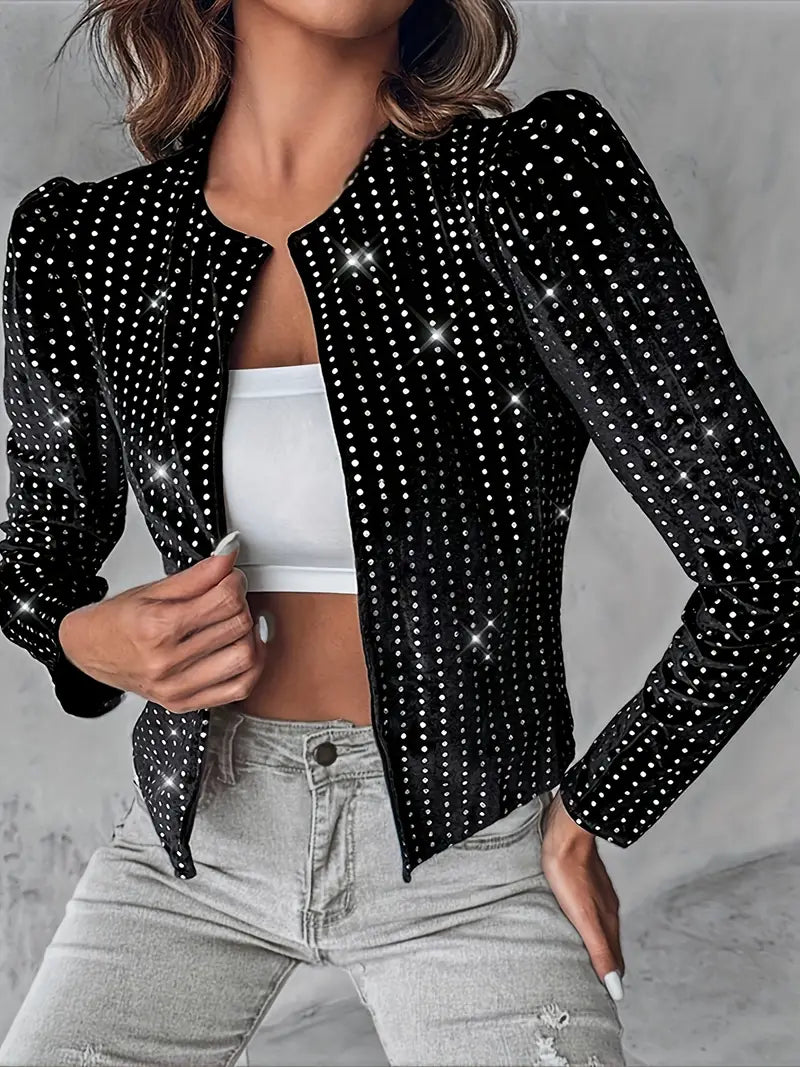 Chaqueta Mujer con Mangas Abullonadas y Detalles de Lentejuelas - Mavetta
