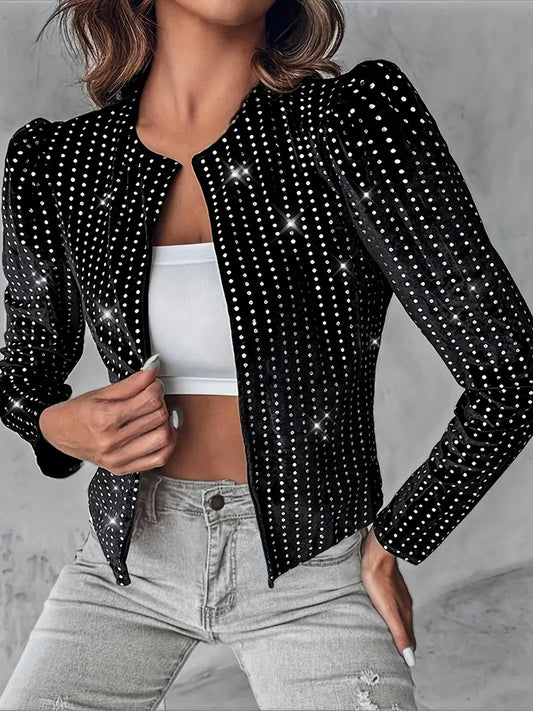 Chaqueta Mujer con Mangas Abullonadas y Detalles de Lentejuelas - Mavetta