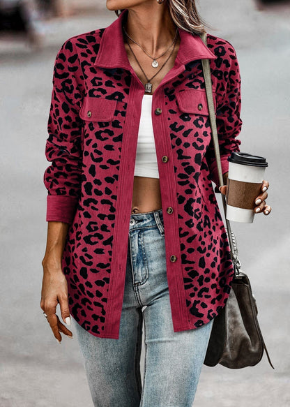 Abrigo Mujer Estampado Animal Corte Recto