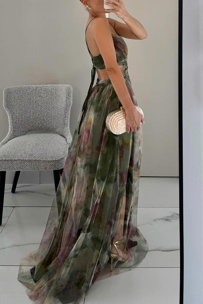 Vestido largo Mujer de Tela Fluida estilo Romántico
