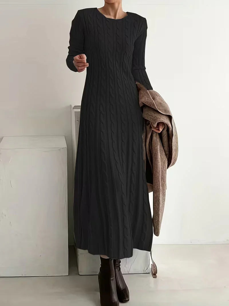 Vestido largo Mujer de punto trenzado elegante