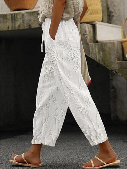 Pantalones Mujer Estampado Vides Corte Recto