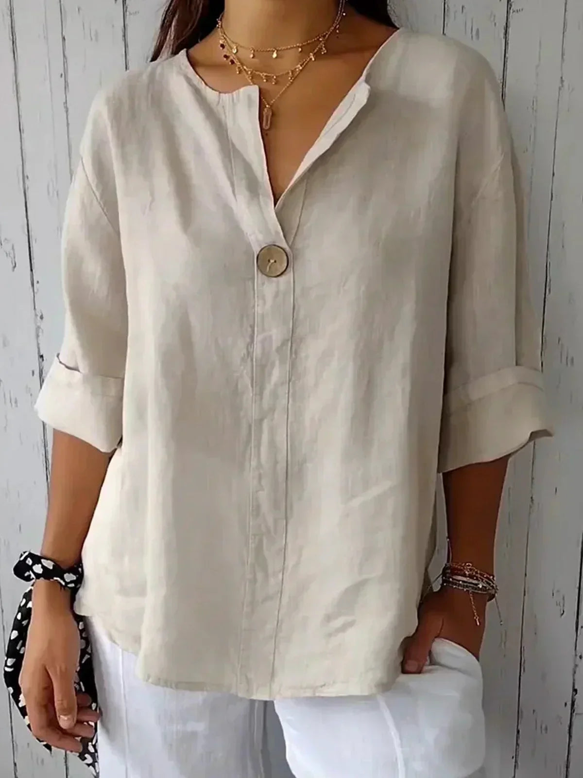 Blusa Mujer Fluida Escote en V Corte Relajado - Mavetta