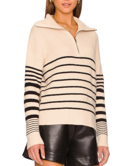 Jersey Mujer de Punto Manga Larga Cuello Alto Media Cremallera