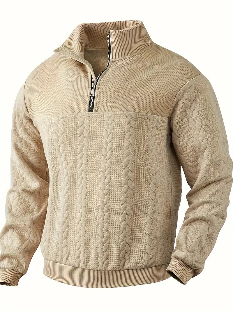 Jersey Hombre de Punto Trenzado Media Cremallera
