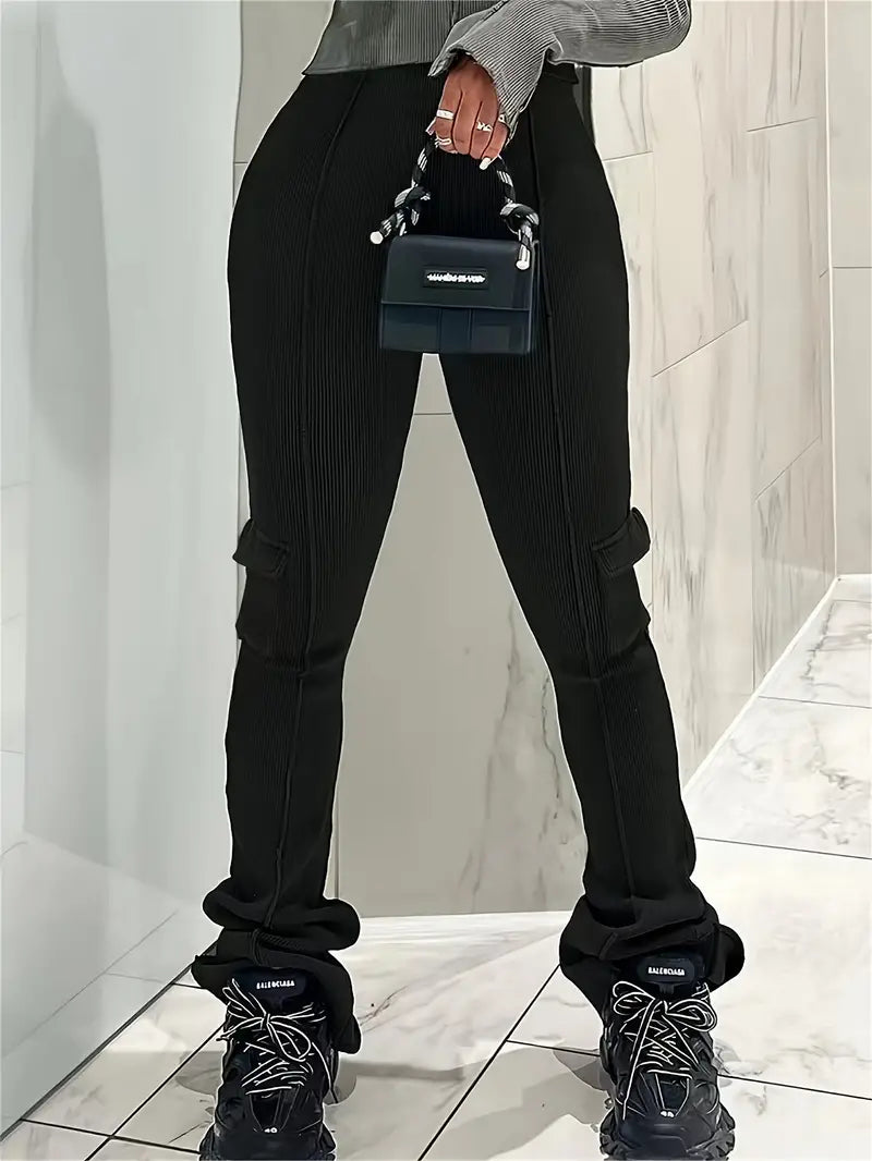 Pantalón Campana Mujer Tela Suave Ajuste Amplio