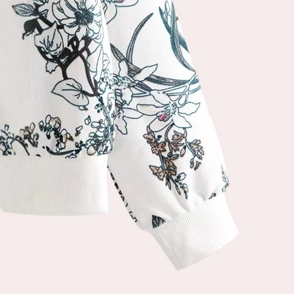 Sudadera mujer con estampado floral ajuste cómodo
