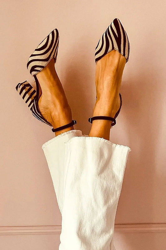 Tacones Mujer Punta Animal Print Estampado Ajustado - Mavetta